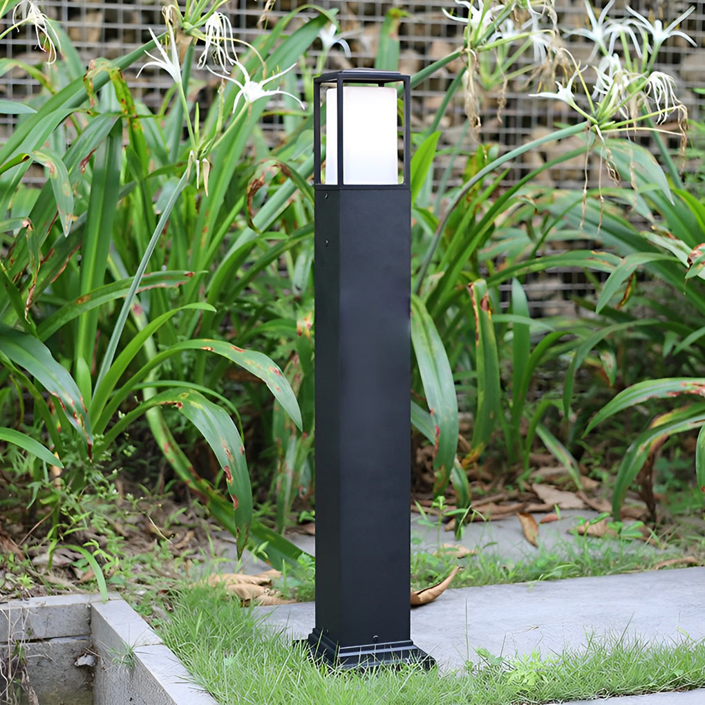 Modern Black Aluminum Bollard Path Light – 31.5" Tall Outdoor Square Lighting