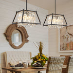 Trapezoidal Black Metallic Crystal Dining Room Chandeliers 2 Sizes