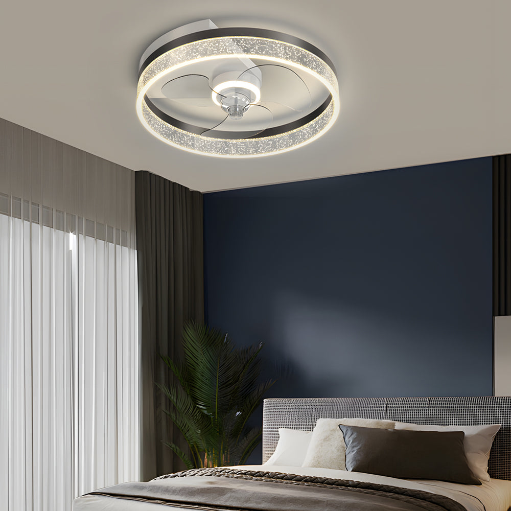 Circular Acrylic Bubbles Led Three Step Dimming Modern Ceiling Fan Lamp