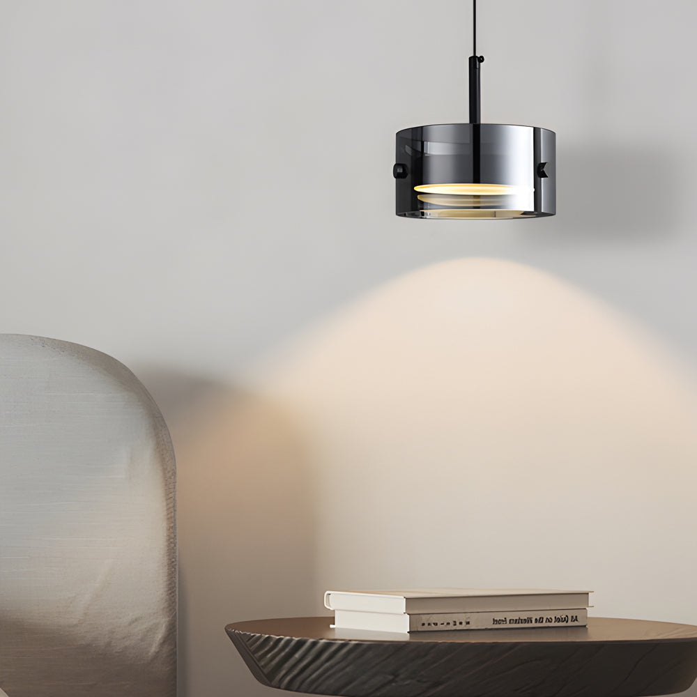 Short Cylinder Glass 3 Step Dimming Led Smoke Gray Nordic Pendant Lights Li002768