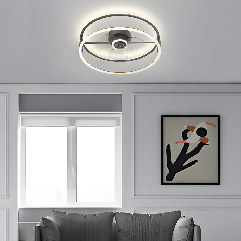 Minimalist Ring Three Step Dimming Led Mute Modern Bladeless Ceiling Fan Lights