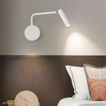 Black White Tube Led Swing Arm Wall Light Adjustable Wall Mounted Spotlight Bedroom Sconce Lamp