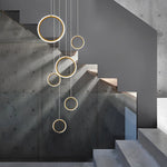 Round Rings Led Staircase Chandelier Ha098814