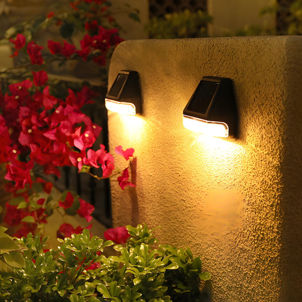 4 Pcs Dusk To Dawn Sensor Step Lights Outdoor Warm White Led Solar Stair Lighting