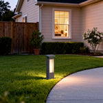 Modern Outdoor Bollard Light with Stainless Steel Body and Warm LED Glow