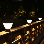 Round Led Black Modern Solar Post Light
