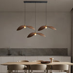 Wabi Sabi Walnut Bar Chandelier Leaf Curve Wooden Pendant Light