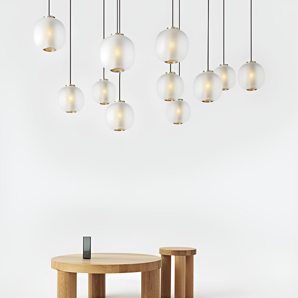 Round Lantern Shaped Glass Led Modern Pendant Light