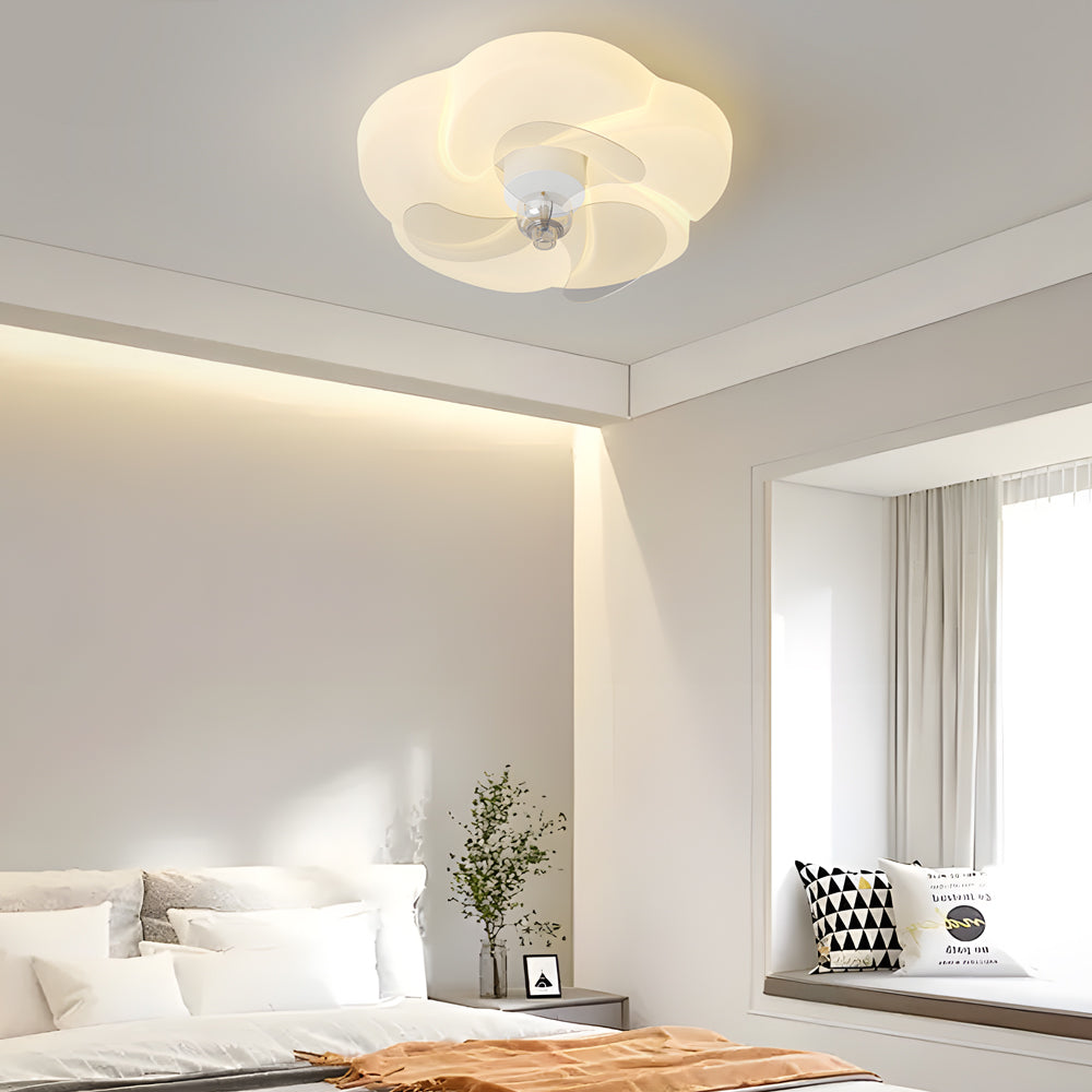 Romantic Flower 3 Step Dimming Led Mute Shaking Head Modern Ceiling Fans