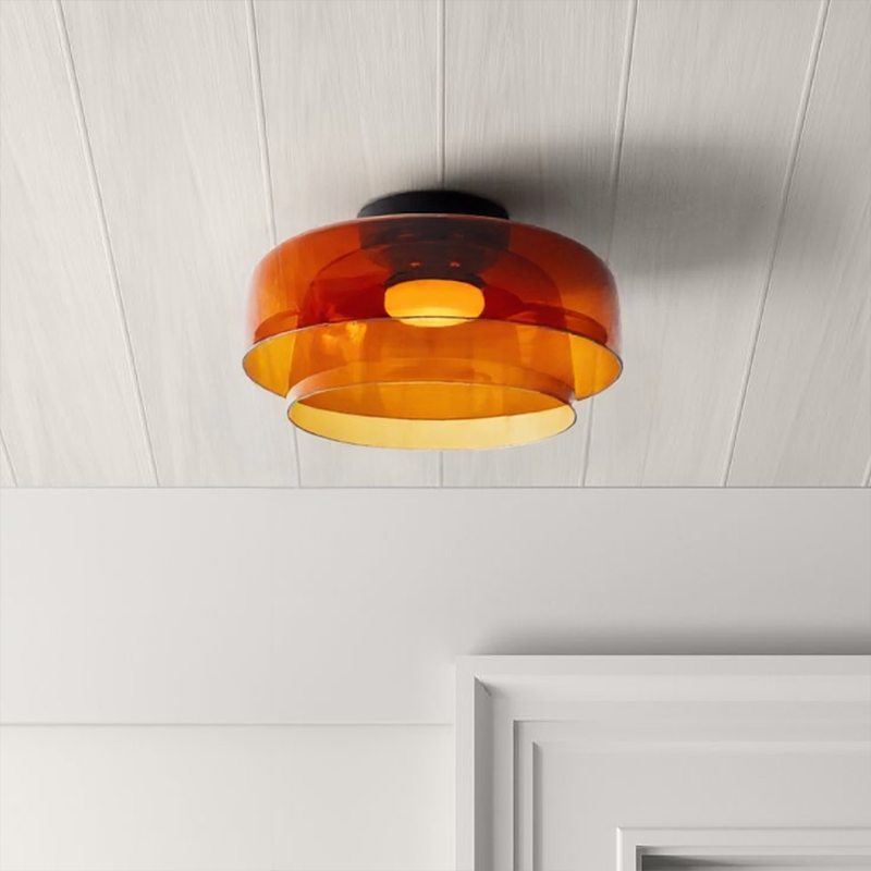 Iwhd 6W Amber Glass Led Pendant Lights Fixtures Home Decor Bedroom Living Dining Room Nordic Modern Hanging Lamp Lamparas