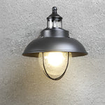 Nautical Black 1 Light Metal Cage Seeded Glass Outdoor Wall Light