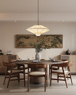 Suki Decorative Pendant Light – Pleated Fabric Shade with Crystal Diffuser