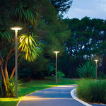 Modern Round Dual Motion Sensor Led Solar Garden Post Lights