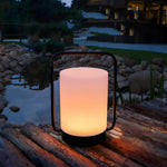 Modern Black Portable Outdoor Table Lamp With White Cylinder Shade Usb Ip65