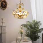 French Style 4 Light Glass Flower Bouquet Chandelier