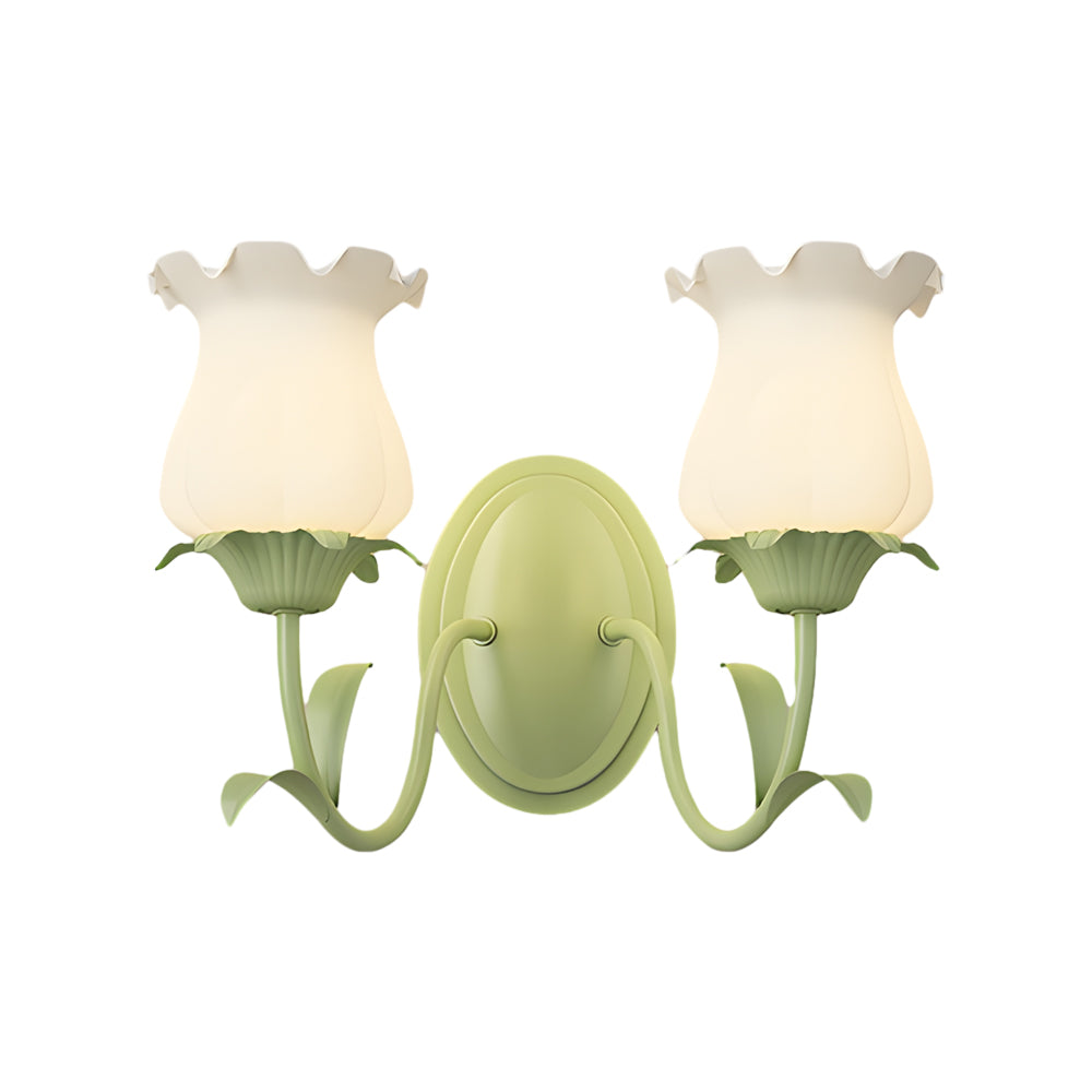 1 2 Lights Flowers Glass Three Step Dimming Green Modern Wall Lights Indoor