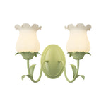 1 2 Lights Flowers Glass Three Step Dimming Green Modern Wall Lights Indoor