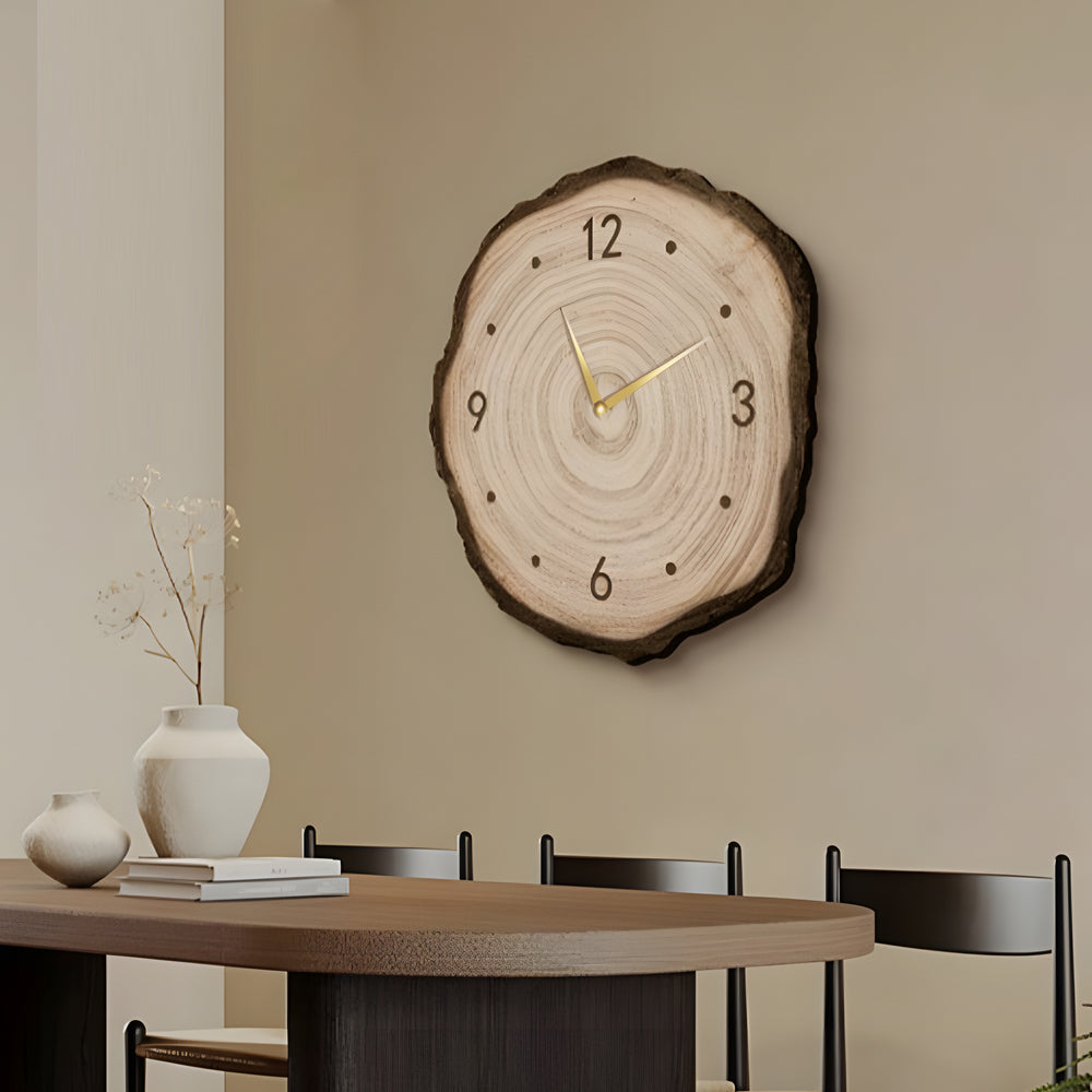 Rustic Round Wood Slice Clock With Remote Control And Led Lights Us Plug