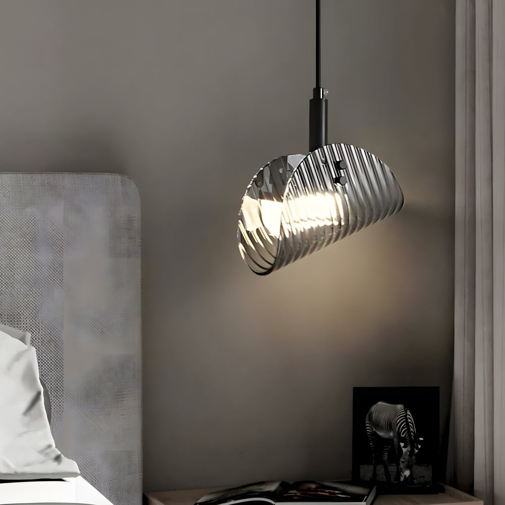 Curved Striped Glass Led 3 Step Dimming Smoke Gray Nordic Hanging Lights Li002763