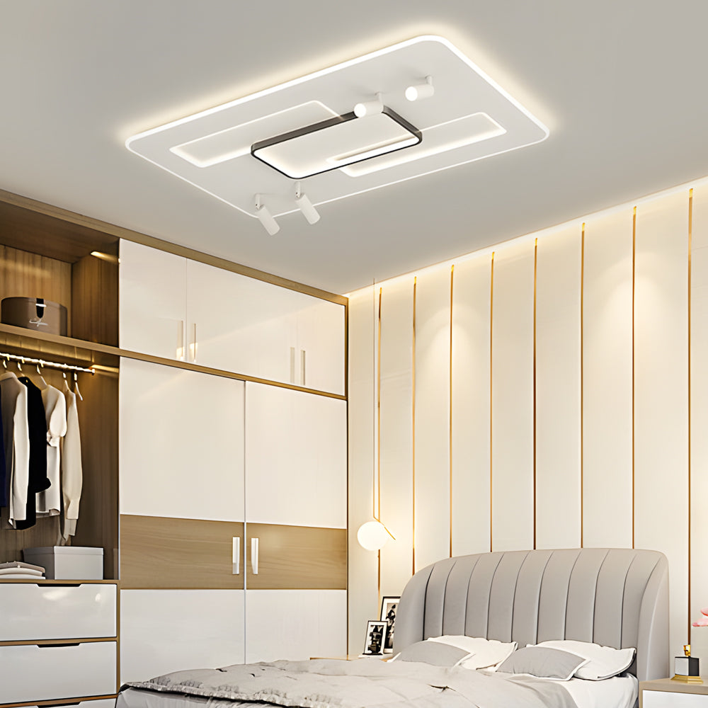Ultra Thin Rectangular 3 Step Dimming Modern Ceiling Lights With Spotlights