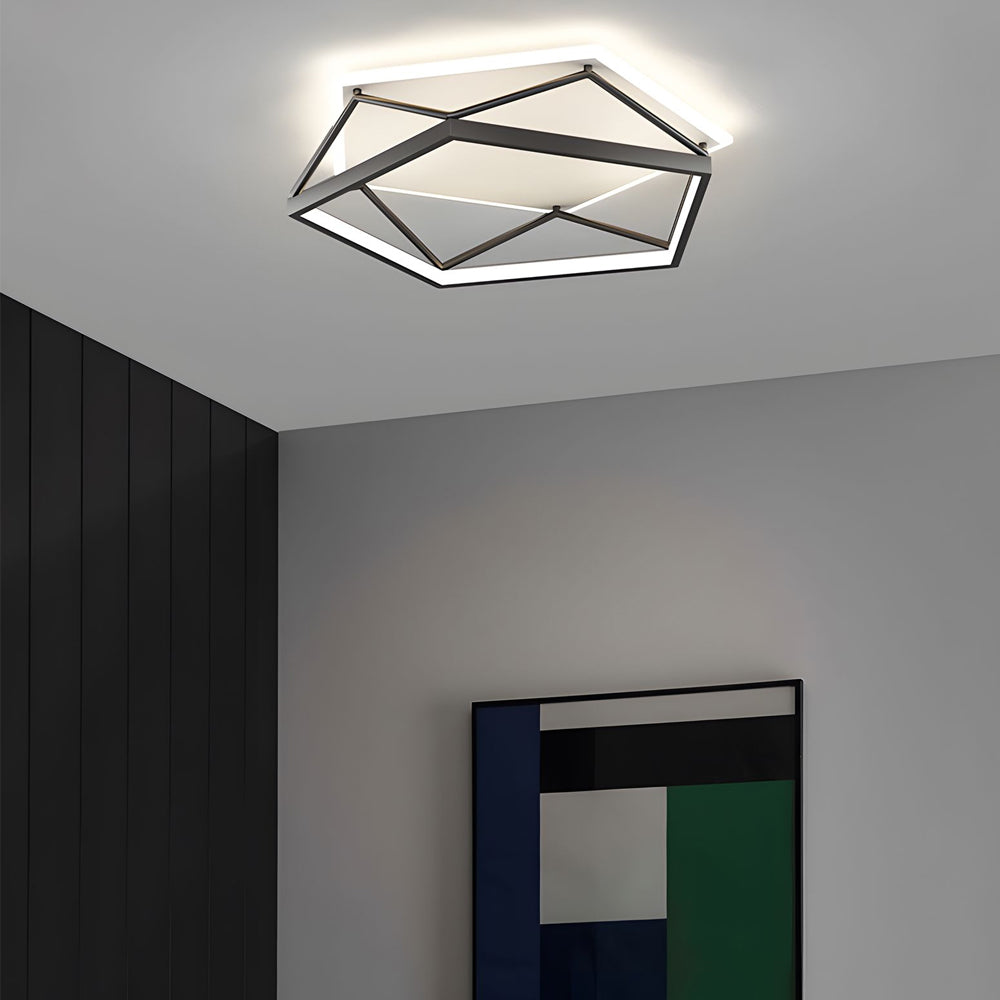 Nordic Geometric Art Black Led Flush Mount Ceiling Light