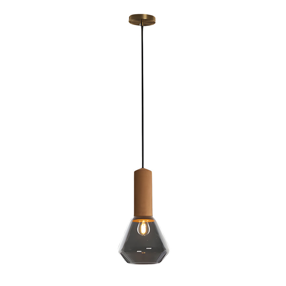 Luxury Copper Glass Jar 1 Light Wood Pendant Light Ceiling Hang Fixture Cork Diamond Glass Suspended Lights
