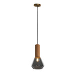 Luxury Copper Glass Jar 1 Light Wood Pendant Light Ceiling Hang Fixture Cork Diamond Glass Suspended Lights