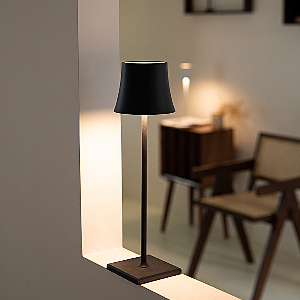 15 Inch Cordless Modern Cool Hue Metal Table Lamp Black White