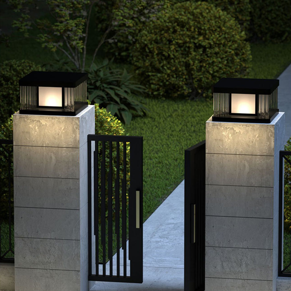Black Modern Solar Fence Post Light Ha091175