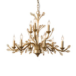 6 9 Light Brass Branch Candle Vintage Chandelier With Crystal Accents