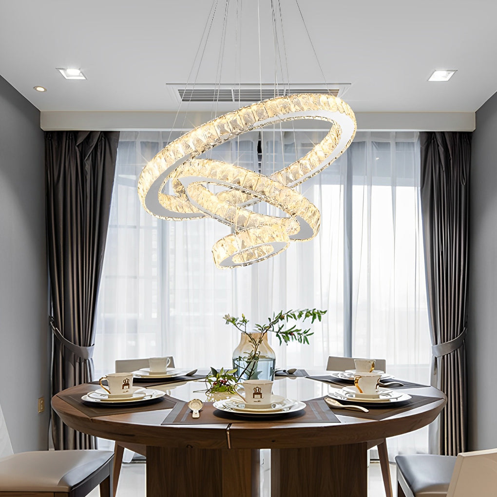 Luxury Crystal Led Chandelier 3 Tier Geometric Or Stacked Led Pendant Light