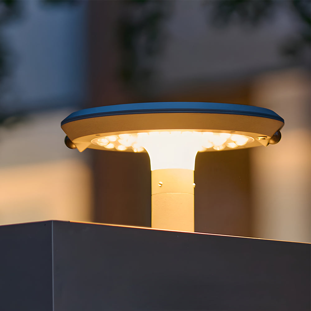 Simple Round Led Solar Led Post Light With Dual Motion Sensor
