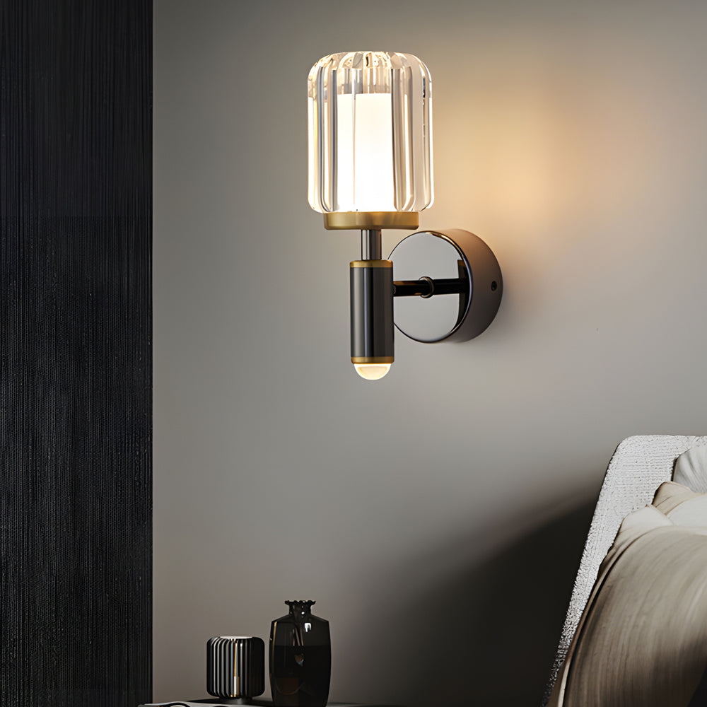 Clear Acrylic Arm Wall Light Modern Aluminum Sconce For Living Room