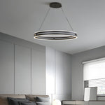 23 In Double Wheel Chandelier Modern Led Pendant Light Black Gold Brown