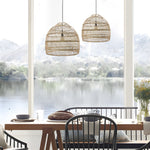 15 7 19 7 Inch W Rattan Woven Dome Pendant Light