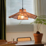 1 Light Double Layer Hemp Rope Weaving Umbrella Pendant Light Kitchen Pendant Ceiling Lighting