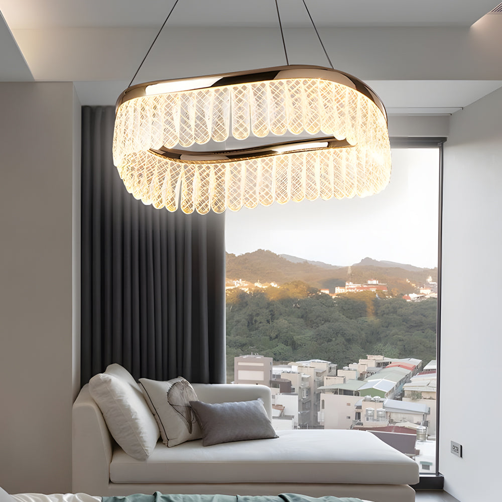 Creative Round Crystal 3 Step Dimming Led Luxury Modern Chandelier