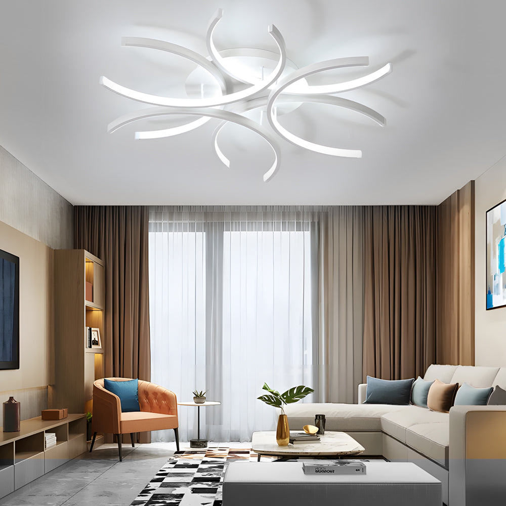 Simple Semi Circle Lines Flower Led Dimmable Modern Ceiling Light Fixture