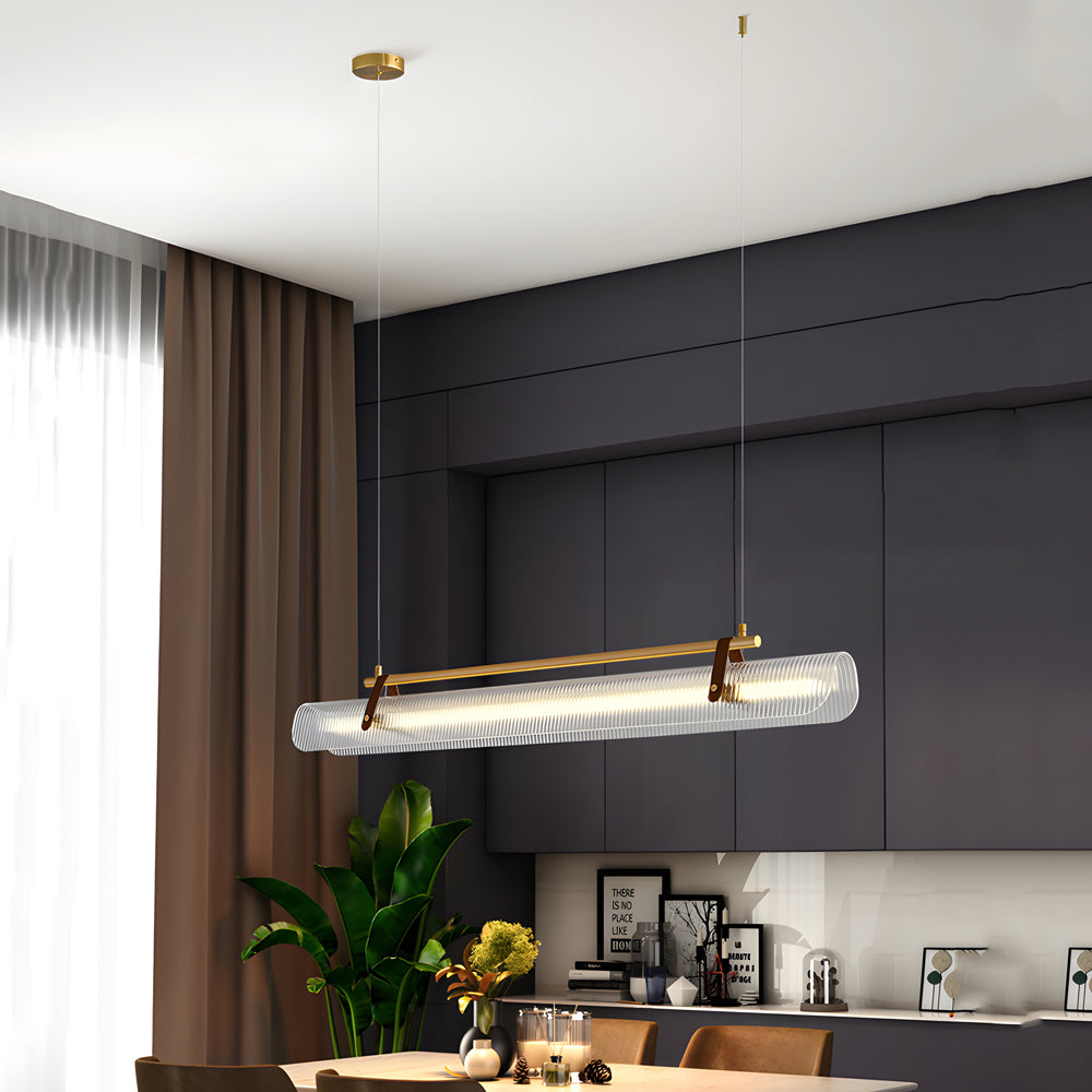 Acrylic Nami Linear Pendant Island Light With Adjustable Hanging Length