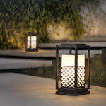 Retro Black Solar LED Pathway Lantern for Garden and Courtyard