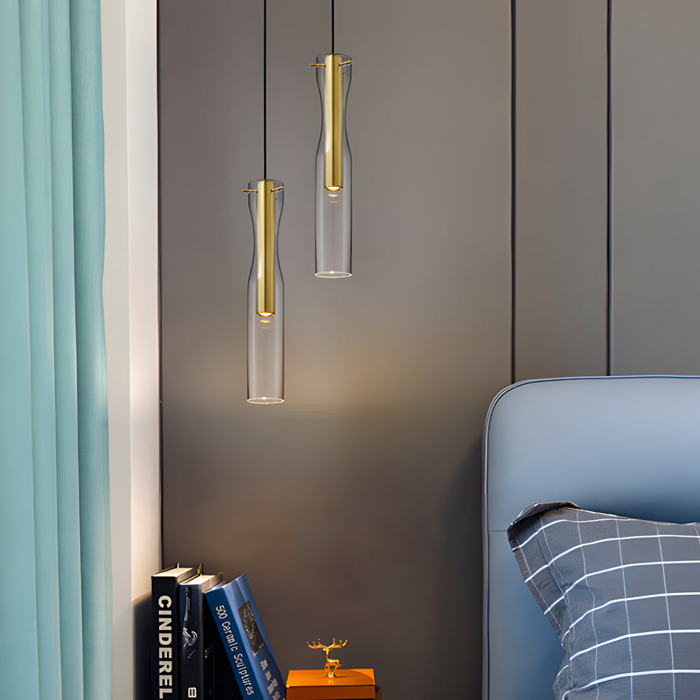 Long Glass Copper Luxury 3 Step Dimming Simple Modern Pendant Lights Fixture Li002773