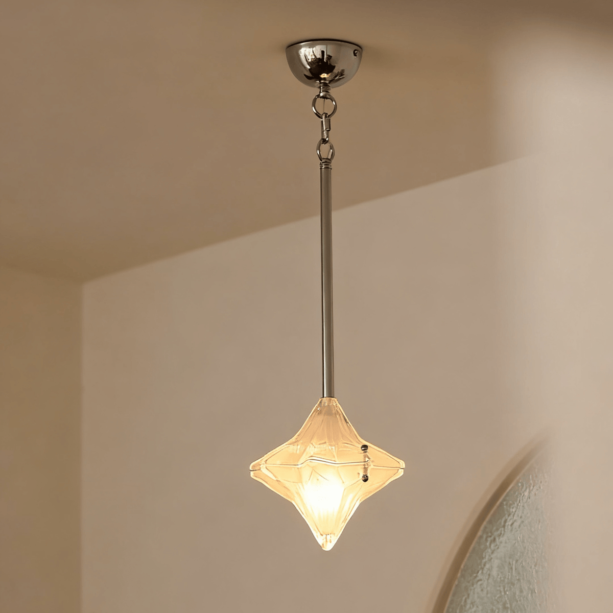 Prismatic Star Pendant Light – Crystal Glass Ceiling Lamp for Dining & Living Spaces