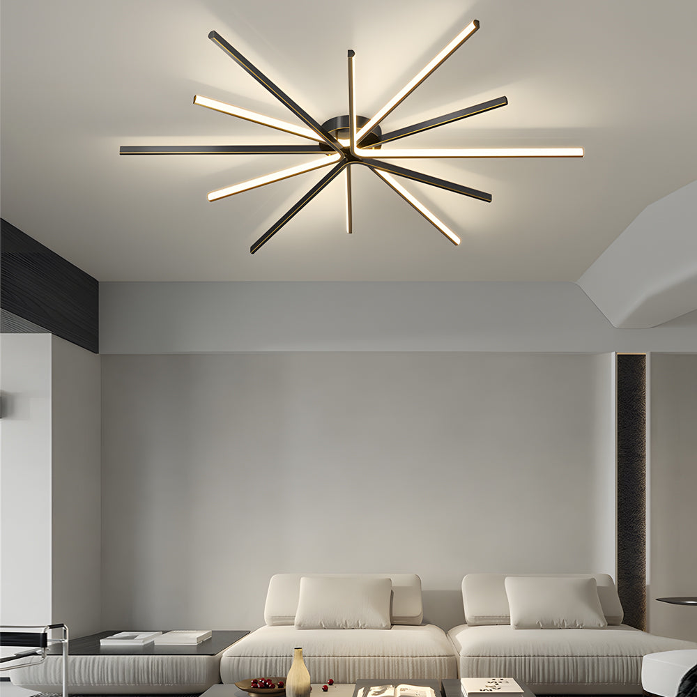 6 Light Led Semi Flush Mount Copper Starbursts Ceiling Light Fireworks Ceiling Lighting Fixture