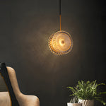 Modern Crystal Glass Disc Pendant Light With Led 1 Light Round Hanging Lamp