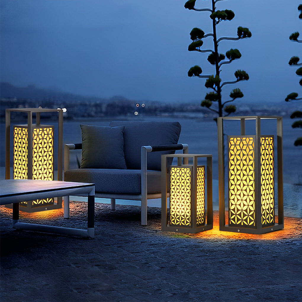 Modern Floral LED Pathway Light for Garden and Lawn – Black