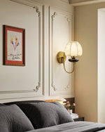 Amelie Floral Wall Sconce – Vintage-Inspired Fabric Shade, Gold or Black Finish