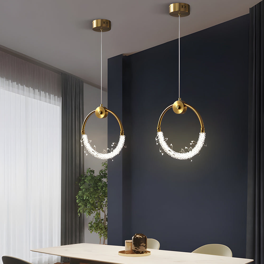 Dia 9 11 Ring Led Crystal Small Bedside Pendant Lights Hanging Lamp