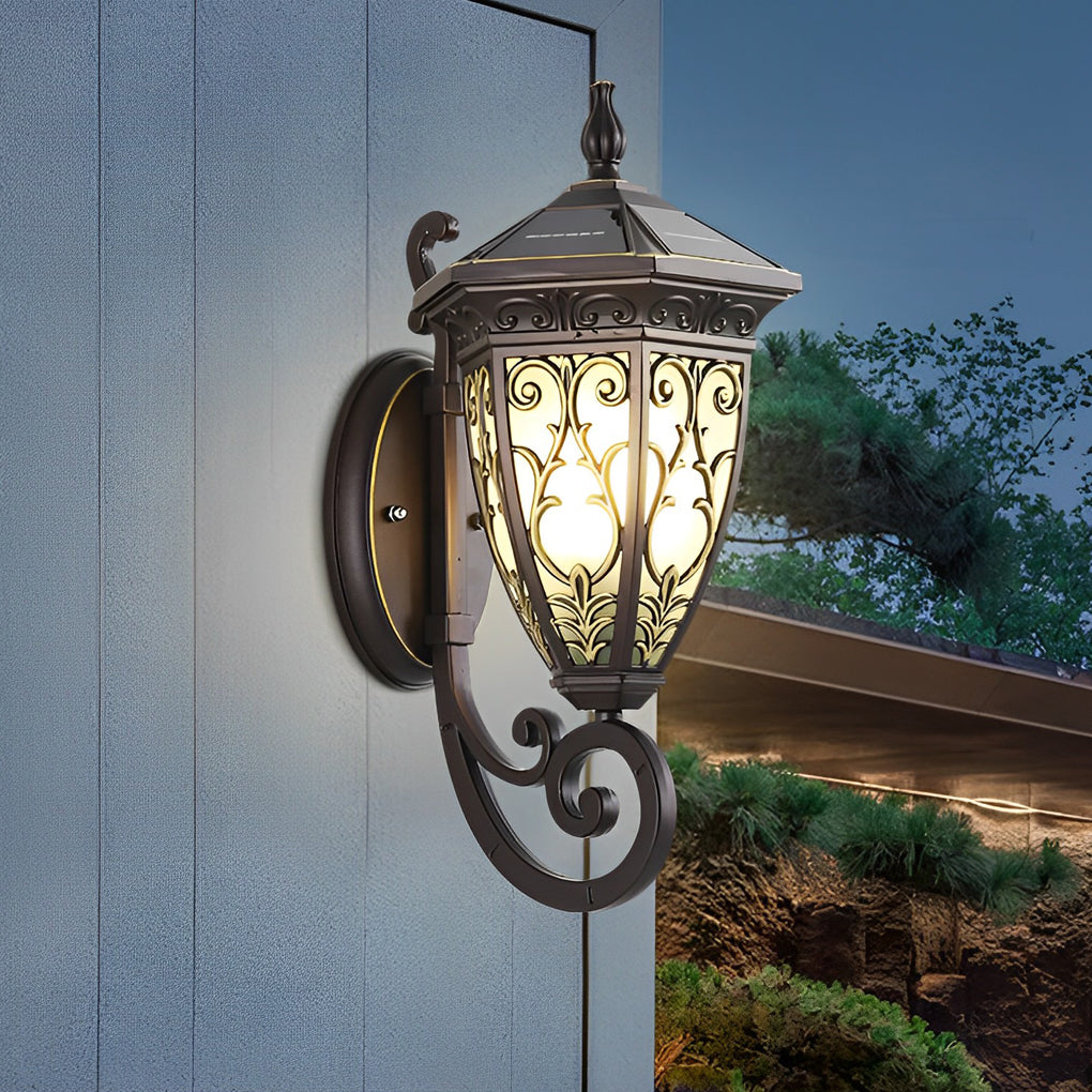 Vintage Flower Pattern Solar Wall Lamp Ha083745