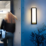 Modern Black Outdoor Wall Sconce with Motion Sensor and LED Illumination