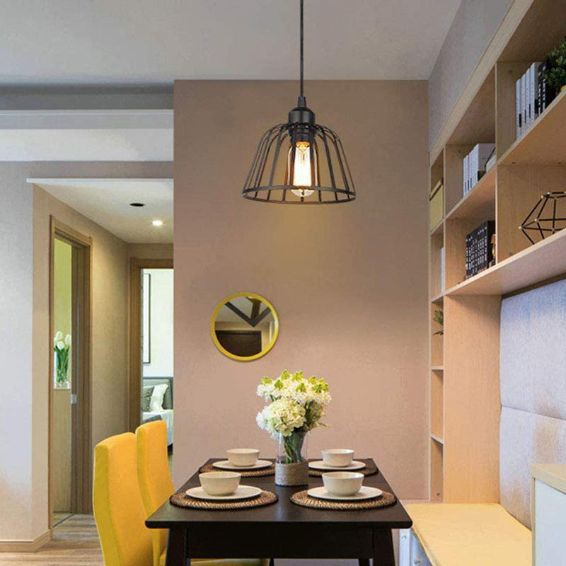 Black Small Iron Cage Pendant Light Li002605